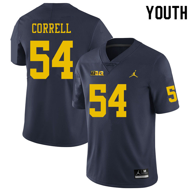 Youth #54 Kraig Correll Michigan Wolverines College Football Jerseys Sale-Navy